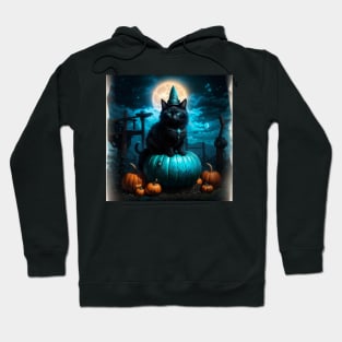 Magical black cat in Halloween night Hoodie